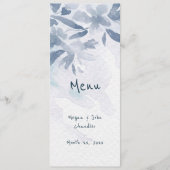Menu Mariage Feuille Aquarelle bleu doux (Devant)