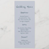 Menu Mariage Feuille Aquarelle bleu doux (Dos)