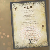 Menu Mariage Feuille de coeur rose