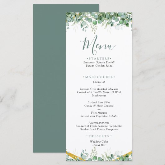 Menu Mariage Feuille de l'Eucalyptus (Devant / Derrière)