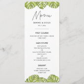 Menu Mariage feuille de palmier vert tropical (Devant)