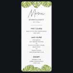 Menu Mariage feuille de palmier vert tropical<br><div class="desc">Design tropical tendance avec palmiers verts et typographie manuscrite moderne,  idéal pour un mariage sur la plage ou une fête d'été.</div>