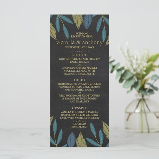 Menu Mariage Feuille de tableau noir (Debout devant)