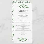Menu Mariage Feuille Élégant Aquarelle (Devant / Derrière)