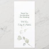 Menu Mariage Feuille Eucalyptus Gold (Dos)