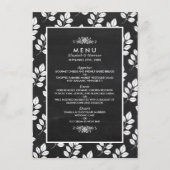 Menu Mariage feuille florale tableau noir (Devant)