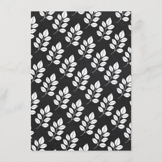 Menu Mariage feuille florale tableau noir (Dos)