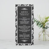 Menu Mariage feuille florale tableau noir (Debout devant)