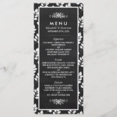 Menu Mariage feuille florale tableau noir (Devant)