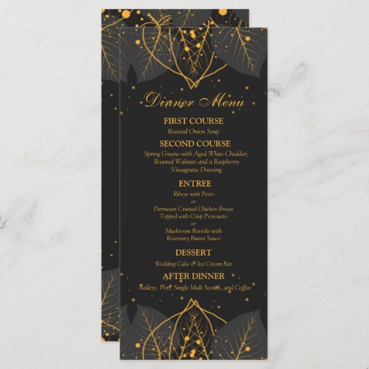 Menu Mariage Feuille Gold Delicate (Devant / Derrière)