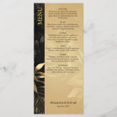 Menu Mariage Feuille moderne Black Gold Tropical (Devant)