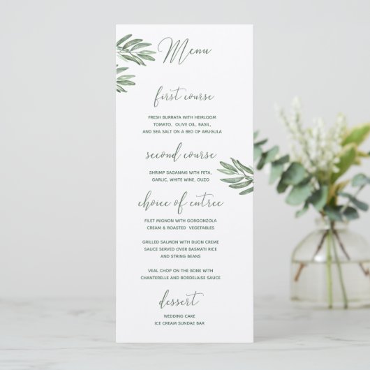 Menu Mariage Feuille Olive (Debout devant)