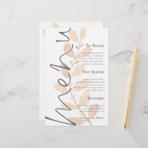 Menu Mariage Feuille Peach Script budget