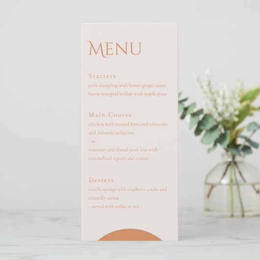 Menu Mariage Feuille Terracotta (Debout devant)