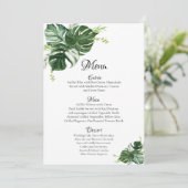 Menu Mariage Feuille Tropical Green Monstera (Debout devant)