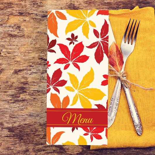 Menu Mariage Feuilles d'automne brillantes