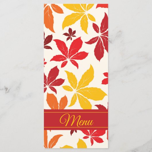 Menu Mariage Feuilles d'automne brillantes (Dos)