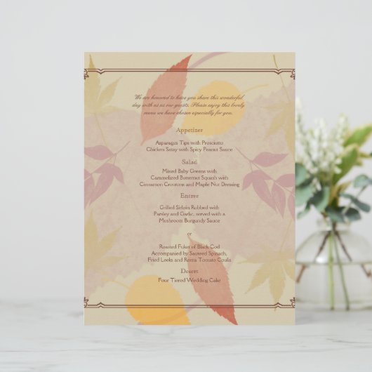 Menu Mariage Feuilles de automne rustique (Debout devant)