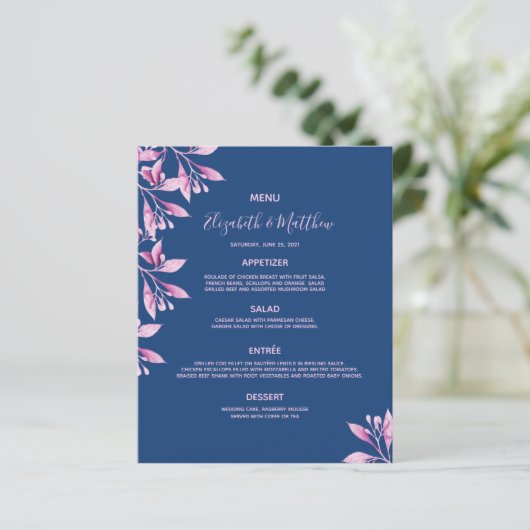 Menu mariage flancs bleu rose (Debout devant)