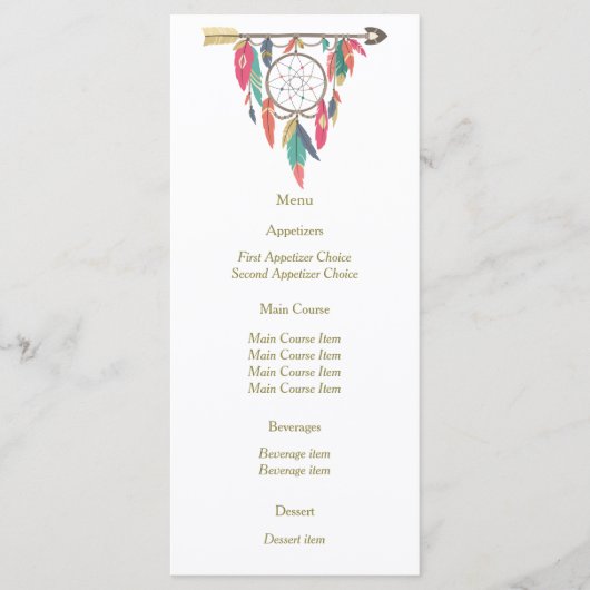 Menu Mariage Flèche Dreamcatcher (Devant)