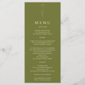 Menu Mariage Fleur Art Vert Olive (Devant)
