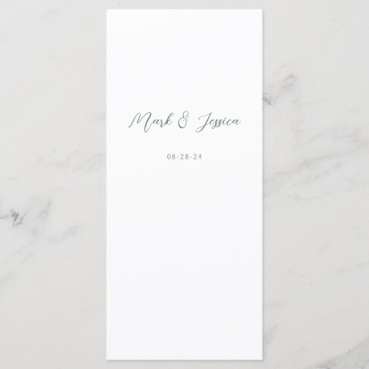 Menu Mariage Fleur Blanche Rose (Dos)