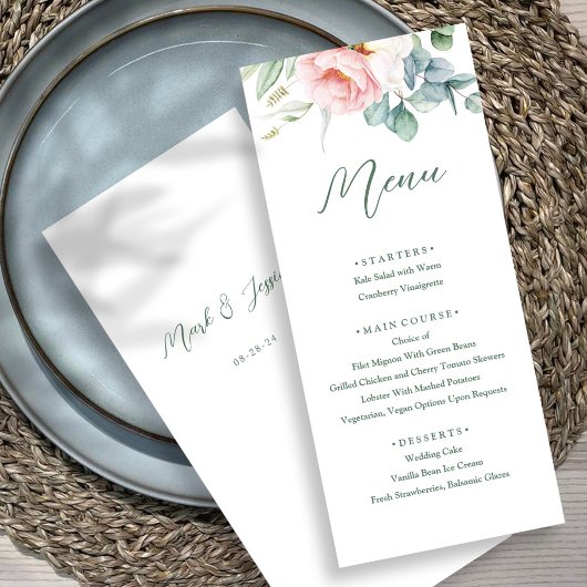 Menu Mariage Fleur Blanche Rose