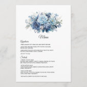 Menu Mariage Fleur Bleu Poussiéreux (Devant)