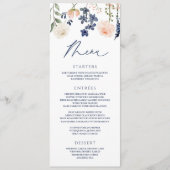 Menu Mariage Fleur Botanique Florale Pêche et Bleu (Devant)