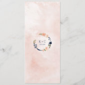 Menu Mariage Fleur Botanique Florale Pêche et Bleu (Dos)