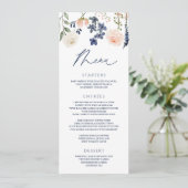 Menu Mariage Fleur Botanique Florale Pêche et Bleu (Debout devant)