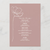 Menu Mariage Fleur d'art en ligne rose rustique (Devant)