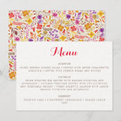 Menu Mariage Fleur de Boho Orange Violet Feuillage (Devant / Derrière)