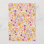 Menu Mariage Fleur de Boho Orange Violet Feuillage (Dos)