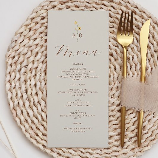 Menu Mariage Fleur de Champ Neutre