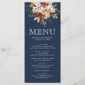 Menu Mariage Fleur de Terracotta Bleu Nuit (Devant)