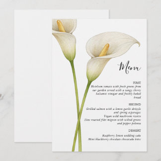 Menu Mariage Fleur Moderne de Lys de Calla Blanc