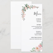 Menu Mariage Fleur Rose Blush (Devant / Derrière)