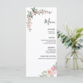 Menu Mariage Fleur Rose Blush (Debout devant)