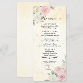 Menu Mariage Fleur rose et blanche (Devant / Derrière)