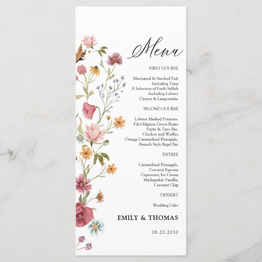 Menu Mariage fleur sauvage (Devant)