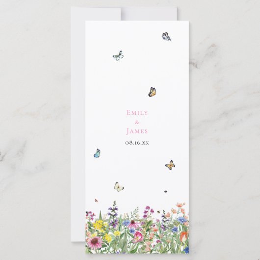 Menu Mariage fleur sauvage (Dos)