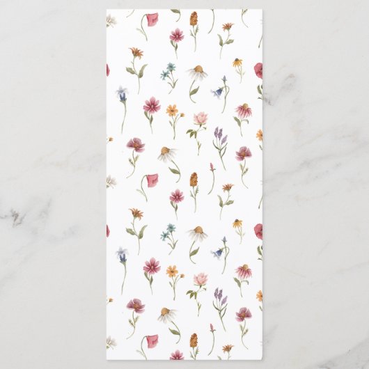 Menu Mariage fleur sauvage (Dos)