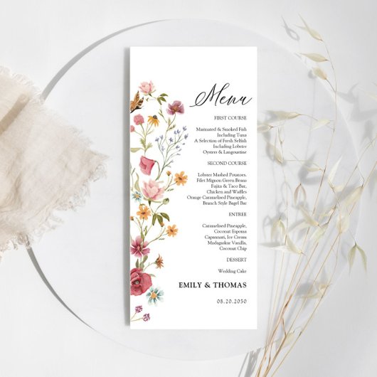 Menu Mariage fleur sauvage