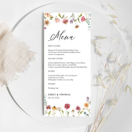 Menu Mariage fleur sauvage