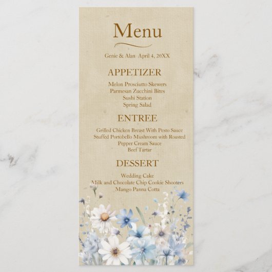 Menu Mariage fleur sauvage (Devant)