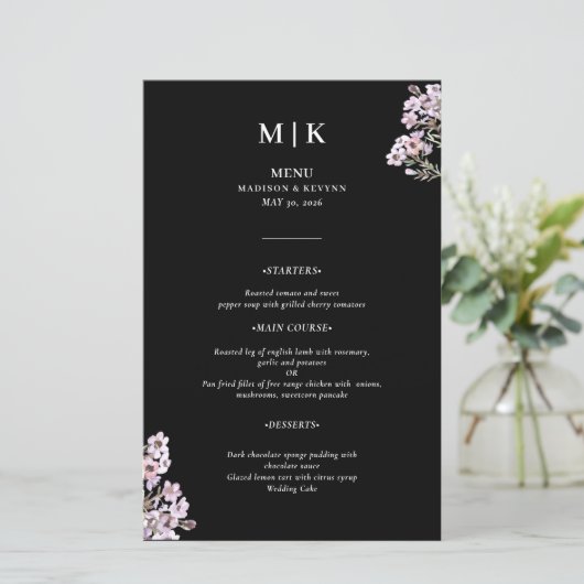 Menu Mariage fleur sauvage (Debout devant)