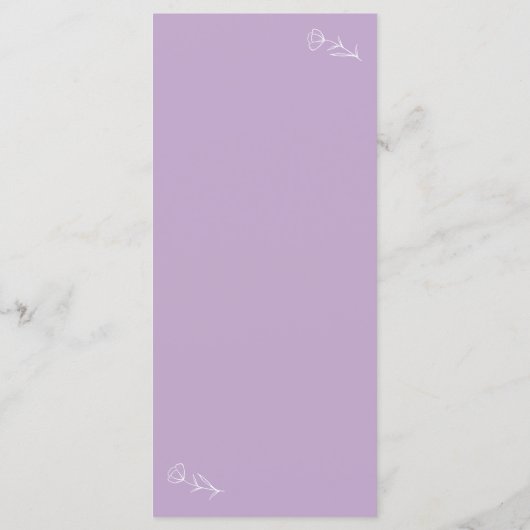 Menu Mariage fleur sauvage à Lilac (Dos)