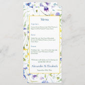 Menu Mariage Fleur sauvage aquarelle (Devant / Derrière)