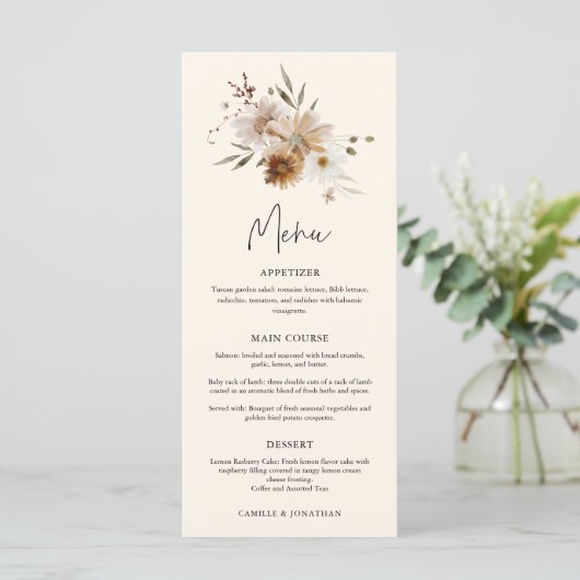 Menu Mariage Fleur sauvage Automne (Debout devant)